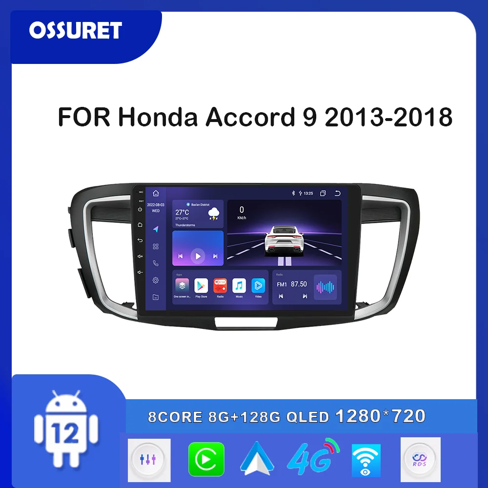 

10.1"Android 2din Car Radio Multimedia Video Player For Honda Accord 9 2.0L 2.4L 2013-2018 GPS Stereo Navi Carplay Auto Audio