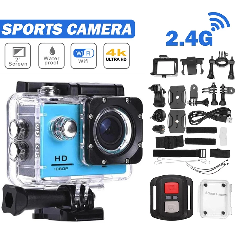 Экшн-камера Ultra HD 4K/30fps Wi-Fi экран 2 0 дюйма 170D 30 м |
