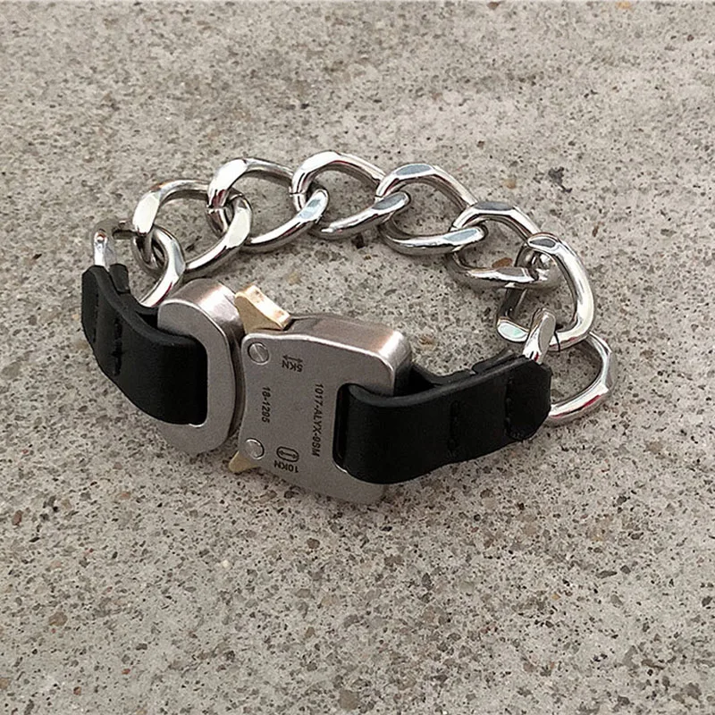 

1017 ALYX 9SM Trendy ALYX Bracelet Streetwear Metal Button ALYX Chain Necklace Men Women Hip-Hop Bracelet