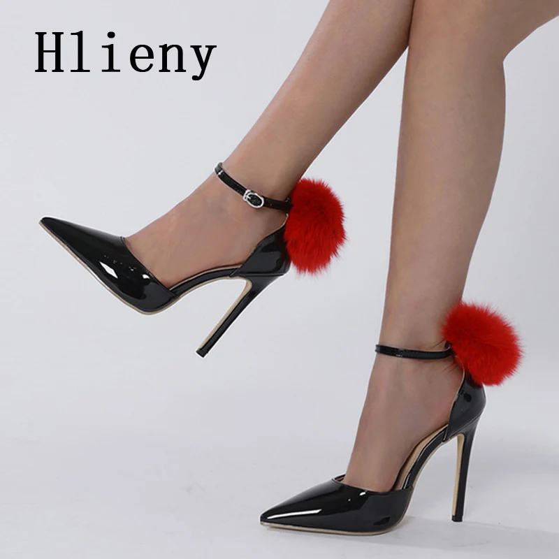 

Новинка 2023, модные женские туфли-лодочки Hlieny с острым носком и ремешком на щиколотке, женские сандалии на высоком тонком каблуке, женские вечерние туфли для выпускного вечера, черные
