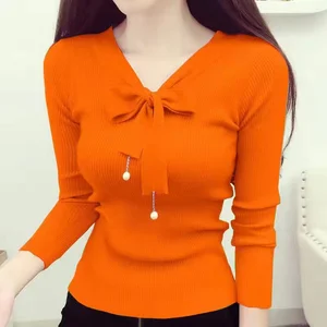 Imported Autumn and winter sweater women 2020 new slim size bottoming shirt students Korean long sleeve bow c