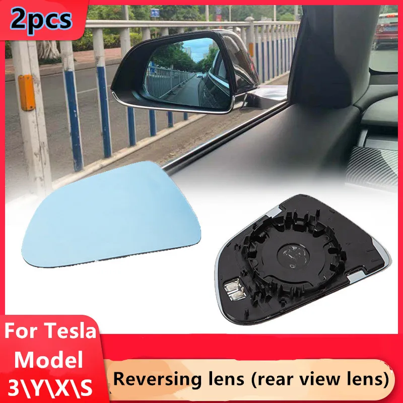 1 pair car Wide Angle mirror heat Waterproof anti glare Large Vision Rearview Mirror Lens For Tesla Model 3 Y X S Can be heated