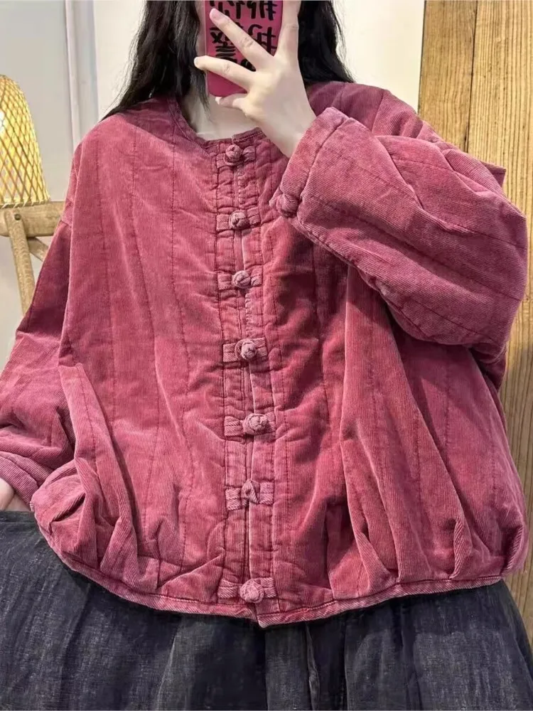 Вельветовое осенне-зимнее пальто женские свободные плиссированные модные