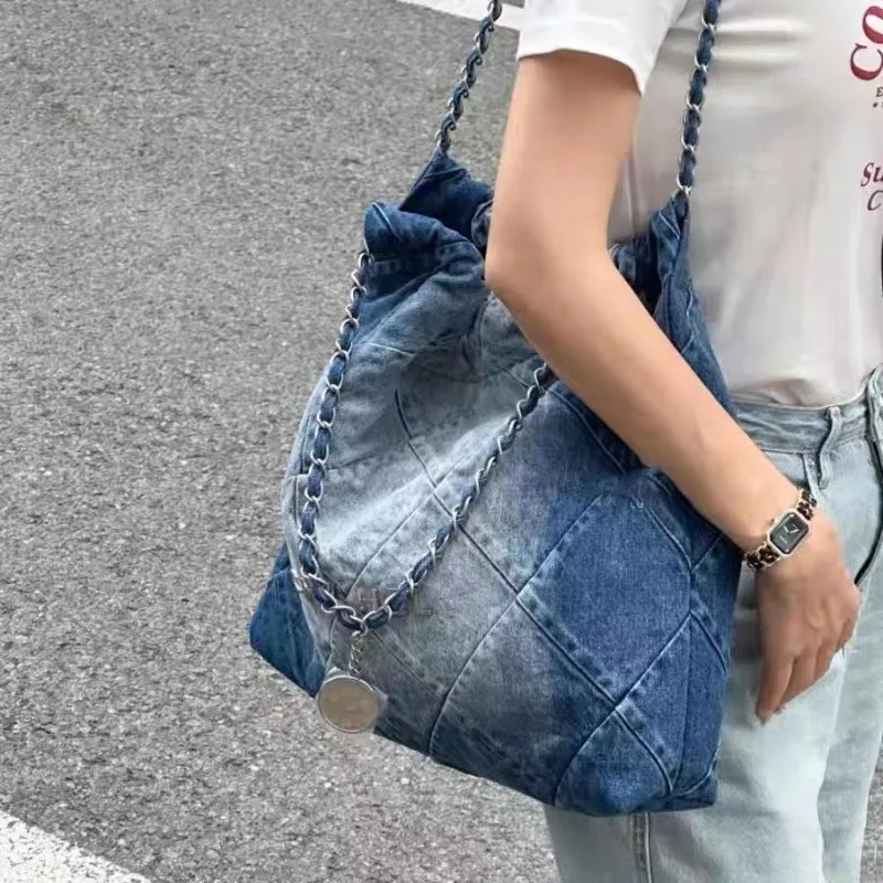 

Fashion Trendy Denim Totes for Women High-capacity Cool Shoulder Bag Offcie Lady Simple Vintage Underarm Bag 2023 Bolsa Mujer