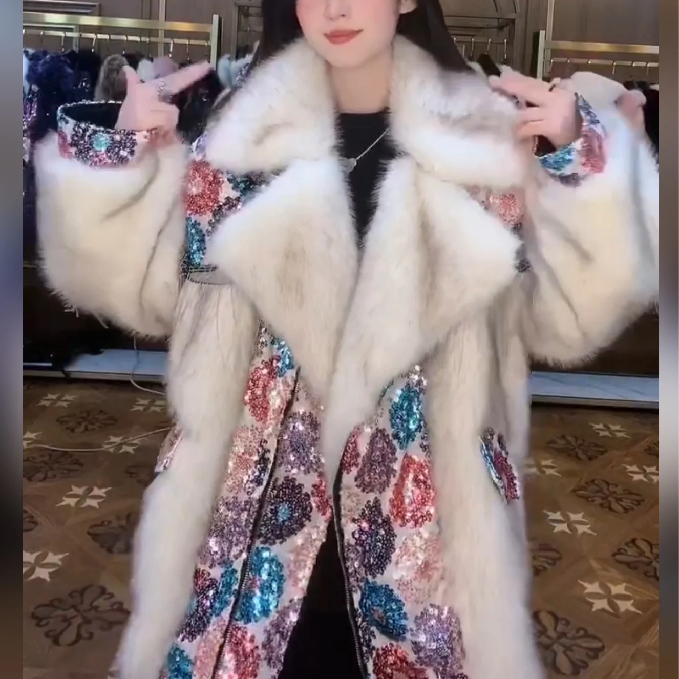 European Long Sleeve Female Toka Double Face Wool Leather Warm Fur Coat Women 2022 Winter New Streetwear Casual Trend Jacket