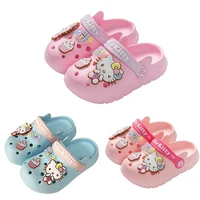 kawaii sanrioed hello kt slippers with holes cartoon outdoors covered fashion summer slides flip kids thicken beach home sandals