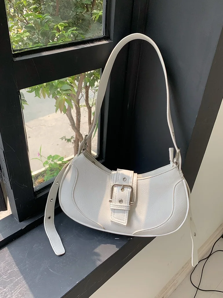 Fashion Shoulder Bag for Women PU Leather Black Simple Underarm Bag 2023 Luxury Designer Purses and Handbags Ladies Hand Bags