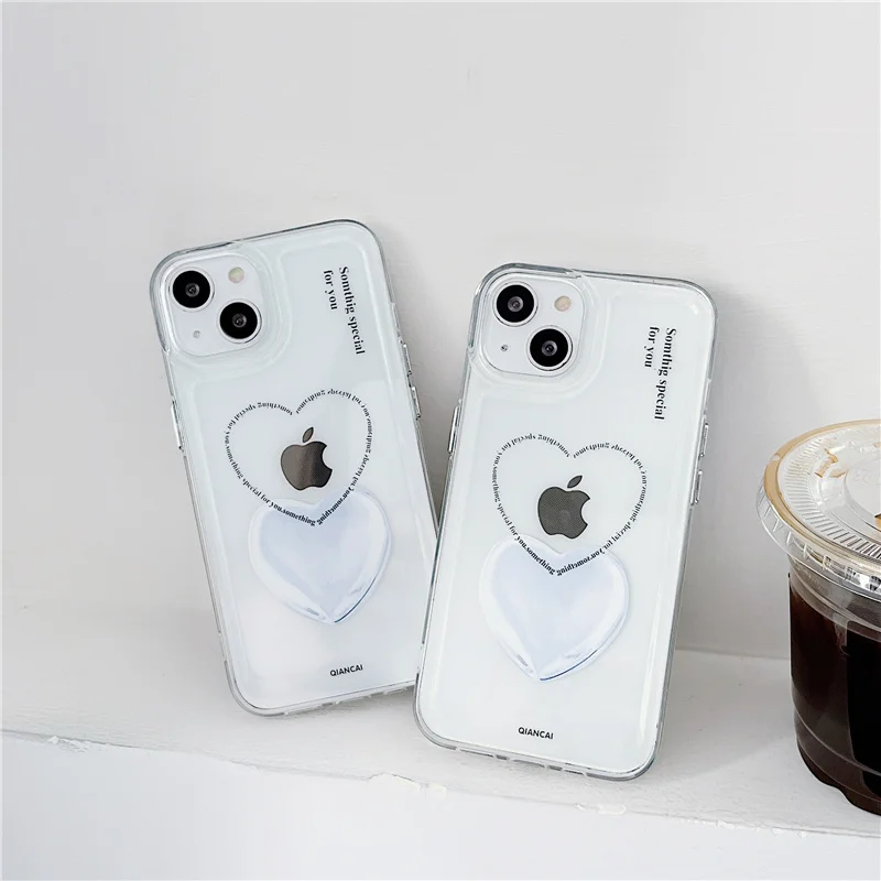 Ins-красивый и мягкий силиконовый чехол с серебряным рисунком сердца подходит для