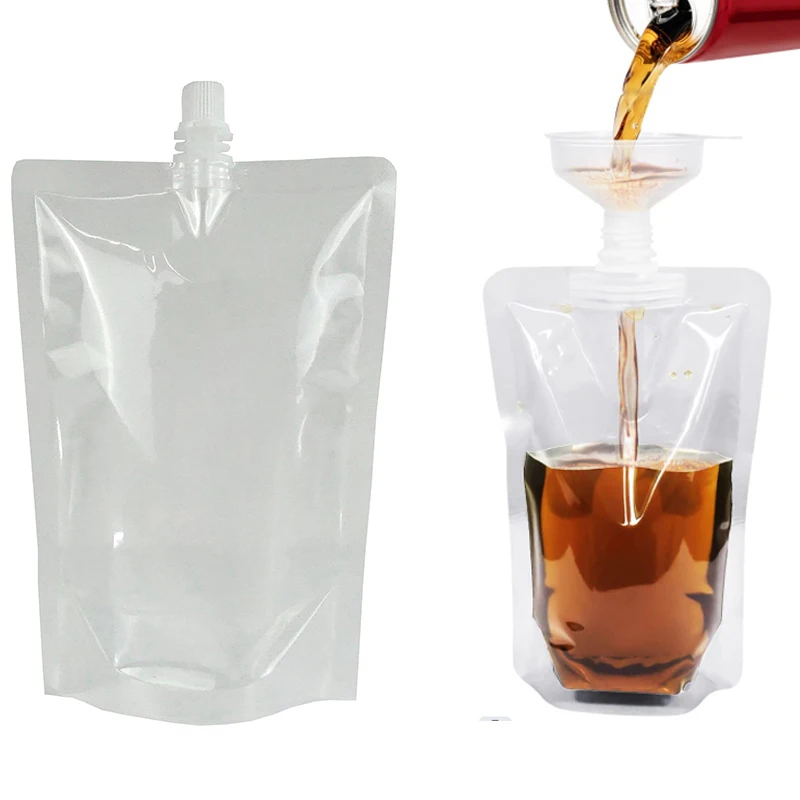 

10pcs 200ml Plastic Drinks Bags Beverage Juice Bag Concealable Reusable Flask Suction Fresh Liquid Packaging for Travel BPA-Free