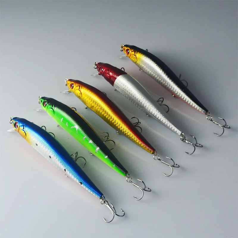 

5pcs lure 14 cm 23.7 g Fishing Lure Hard Bait with Fishing Hooks Fishing Tackle Lure 5 colors 3D Eyes fish Road bait