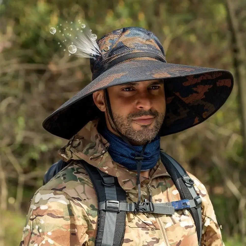 

Camouflage Bucket Hat Fisherman's Hats Big Brim Hat Protection Visors Mesh Bucket Hat Fishing Hiking Neck Face Sunshade Hat 2022