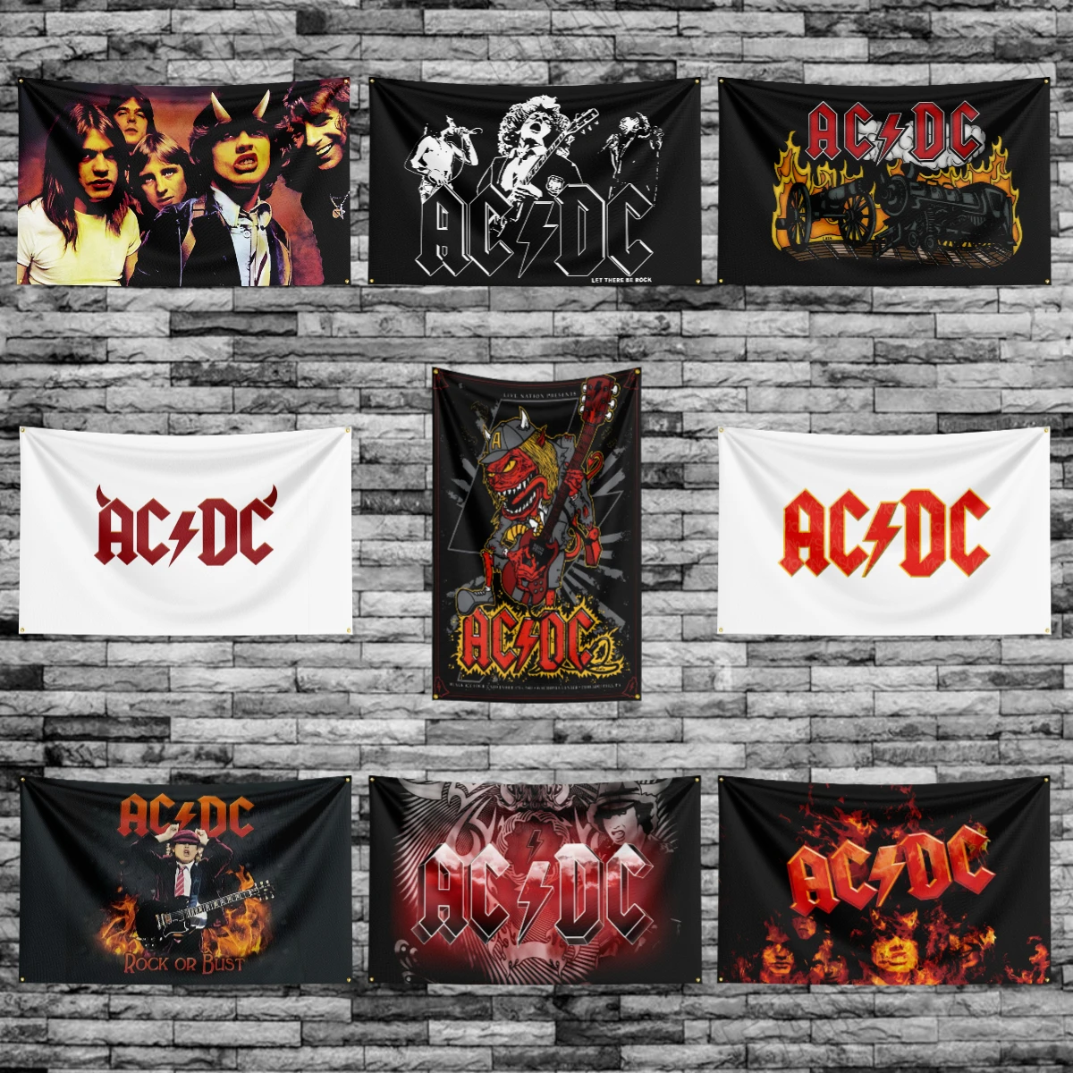Настенное украшение для гаража 90x150 см AC/DC с латунными Люверсами