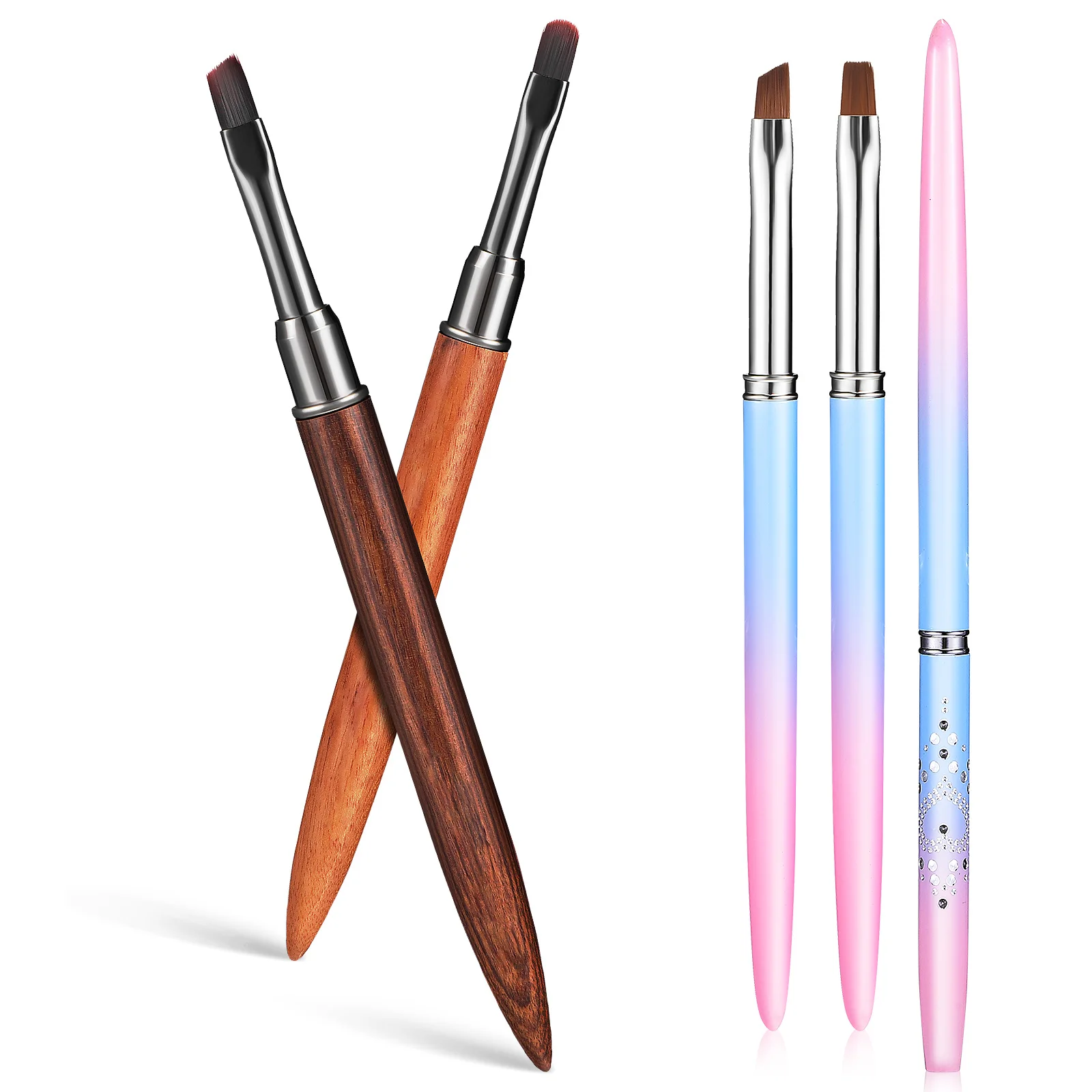 

5 Pcs Nail Clean Brush Liner Pen Painting Full Set Brushes Manicure Plastic