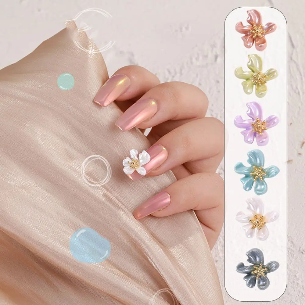 

1 Set Elegant Flower Nail Art Decorations 3D Resin Elegant Style Five Petal Flower Jewelry