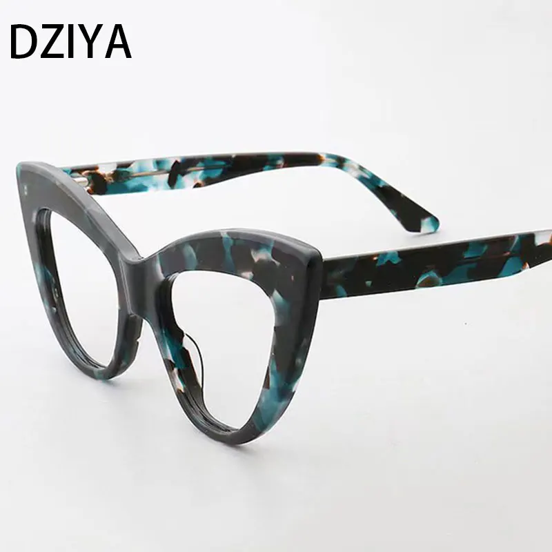 

Vintage High quality Cat Eye Acetate Optical Glasses Frames Women Two Color Splicing Fashion Eyeglasses 60781