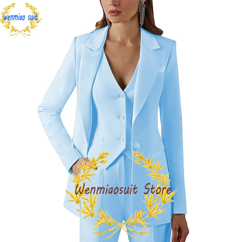 Suit for Women 3 Piece Formal Blazer Pants Vest Office Workwear Lady Jacket Set Pointed Lapel Slim Fit Outfit بذلات بليزر نسائية