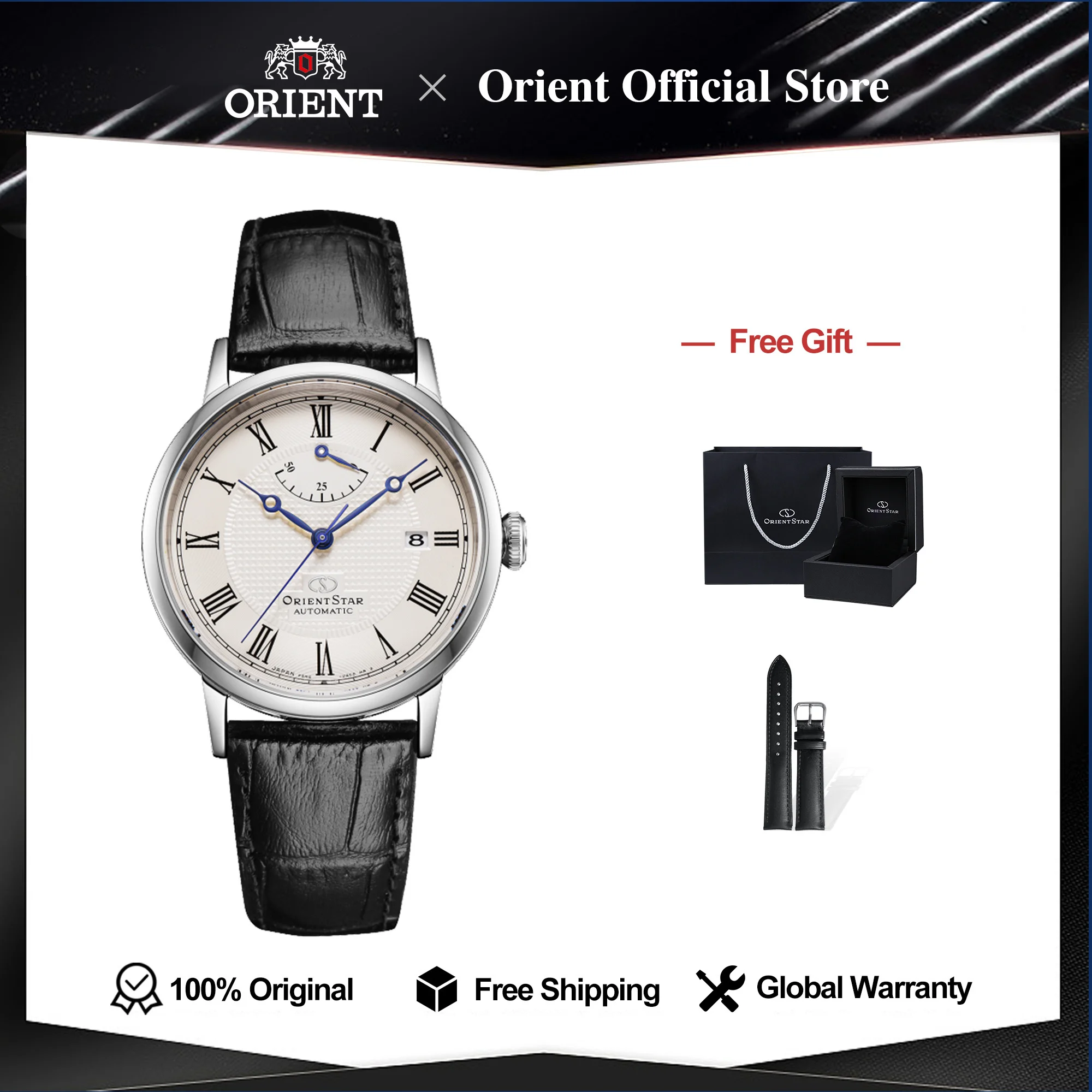 Original Orient Star Watch for Men, Japanese Mechanical Wrist Watch Elegant Power Reserve Sapphire Crystal Blue Breguet Numerals