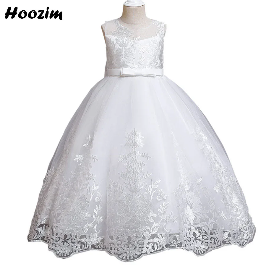 

Luxury White Tulle Embroidery Prom And Evening Party Dress Girls 4 To 13 Years Pink Elegant Gala And Wedding Ball Gown Children