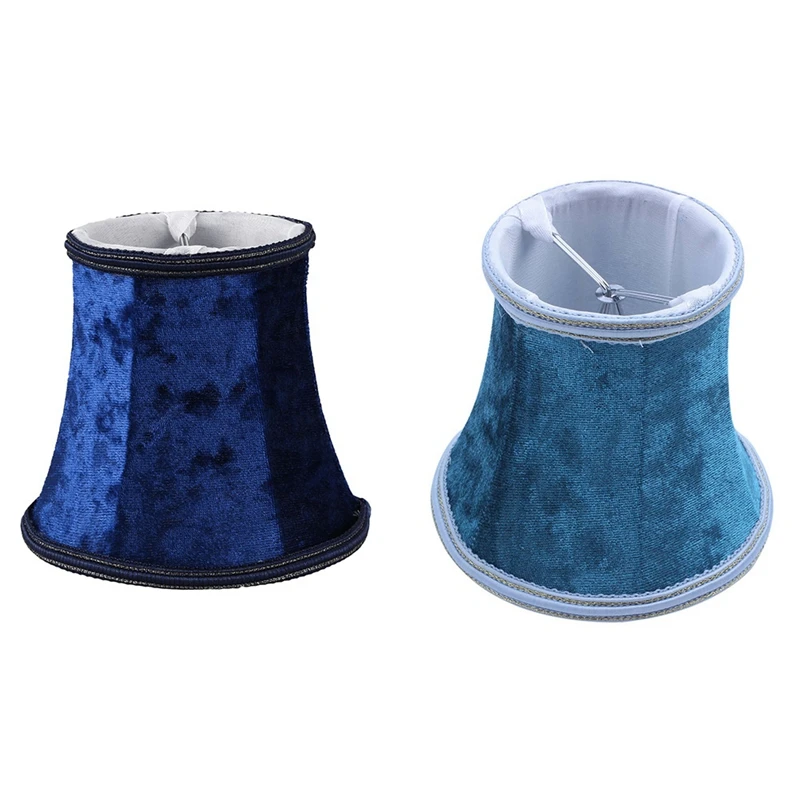

2 Pcs Fabric Clip On Lamp Shade, E14 Handmade Lampshade For Modern European Style Wall Sconce Lamp, Blue & Dark Blue