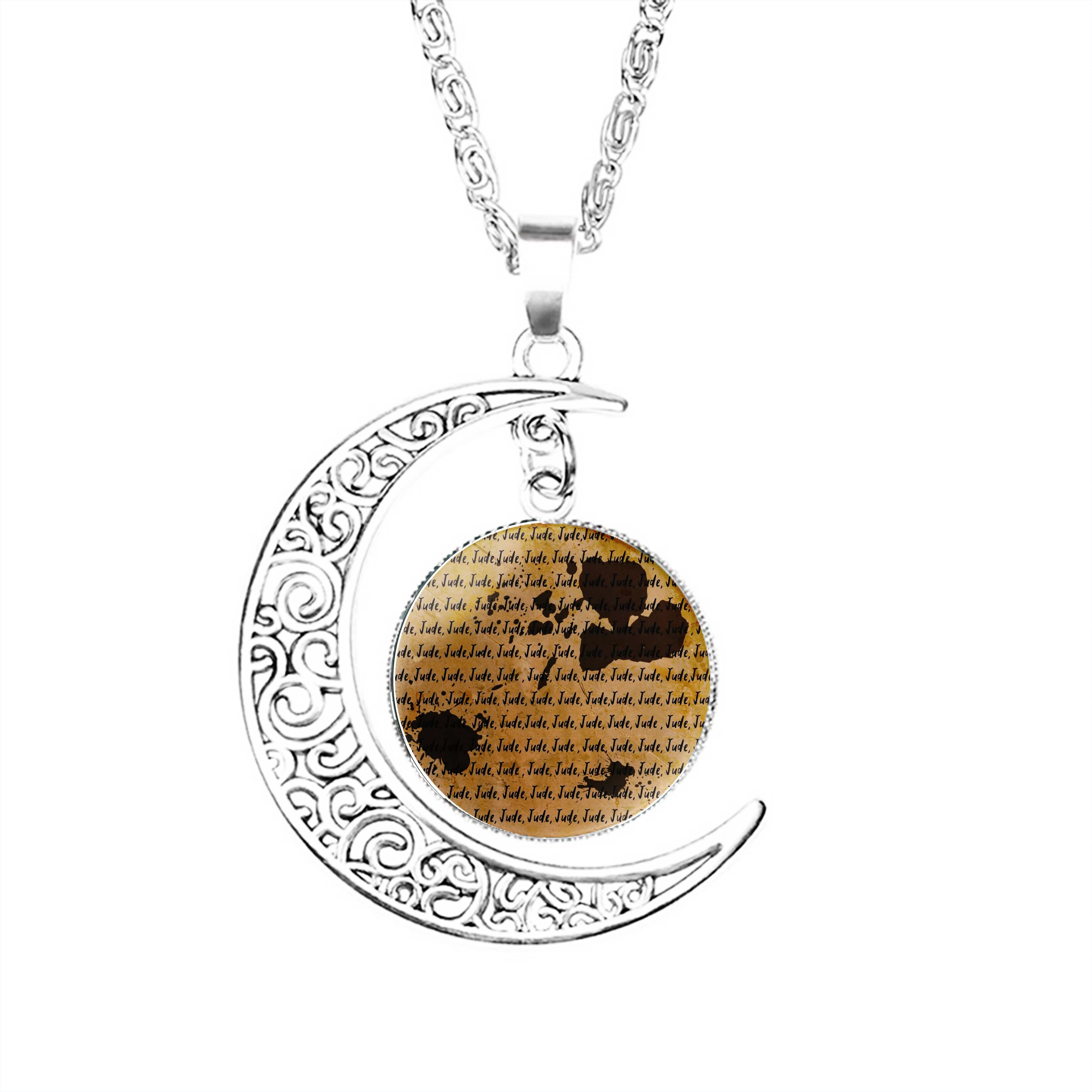 

Jude Jude Jude Jude Moon Necklace Glass Gifts Lovers Jewelry Dome Accessories Party Stainless Steel Girls Pendant Charm