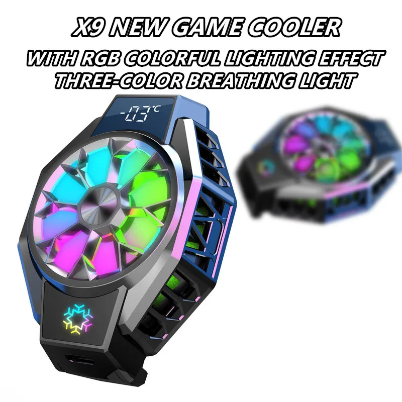 

NEW X9 Portable Mobile Phone Semiconductor Radiator with RGB Colorful Breathing Lamp Game Cooler for IPhone Android Cooling Fan