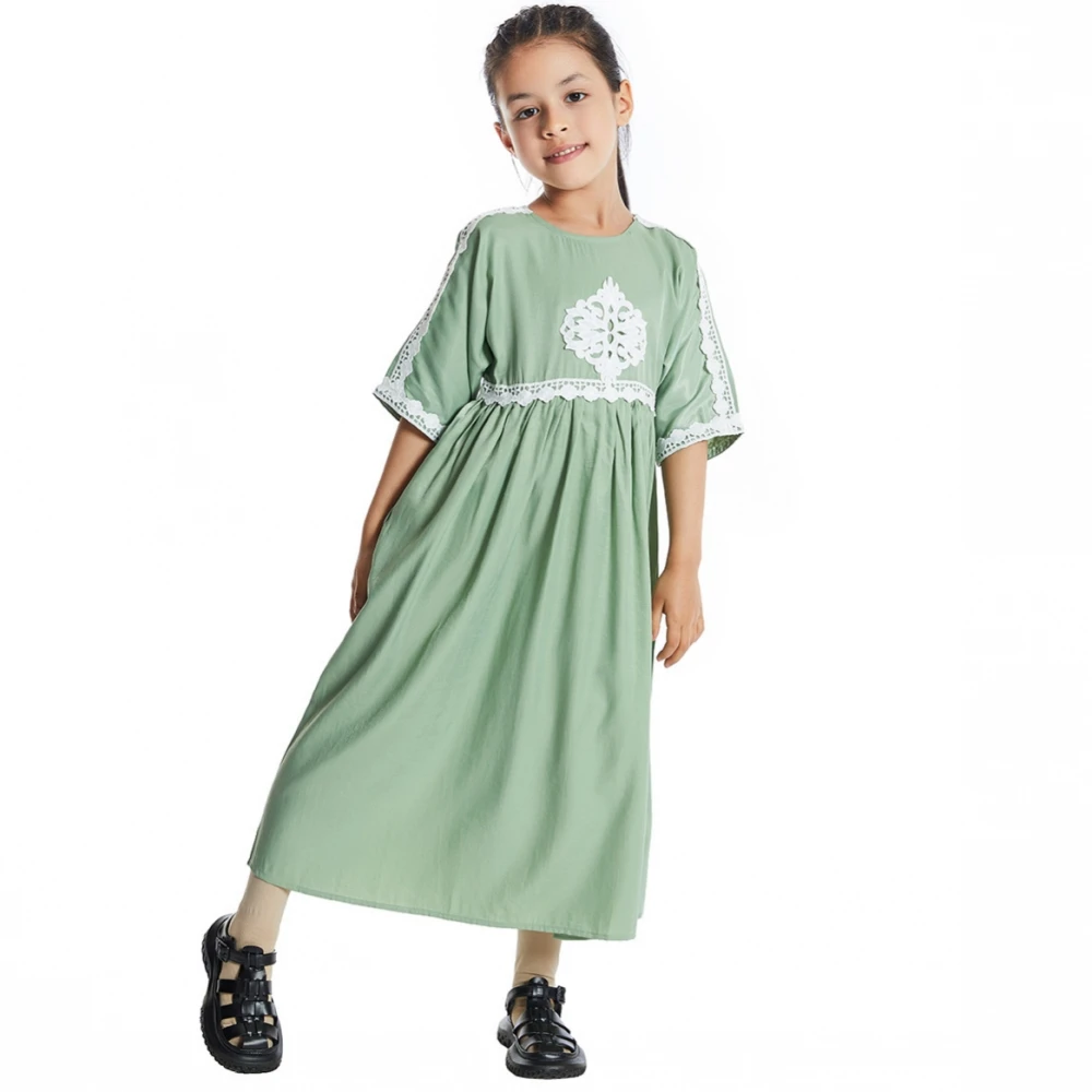 

Girls Kids Muslim Abaya Dress Islamic Clothing Dubai Floral Printed Gown Children Eid Ramadan Robe Arab Jilbab Kaftan