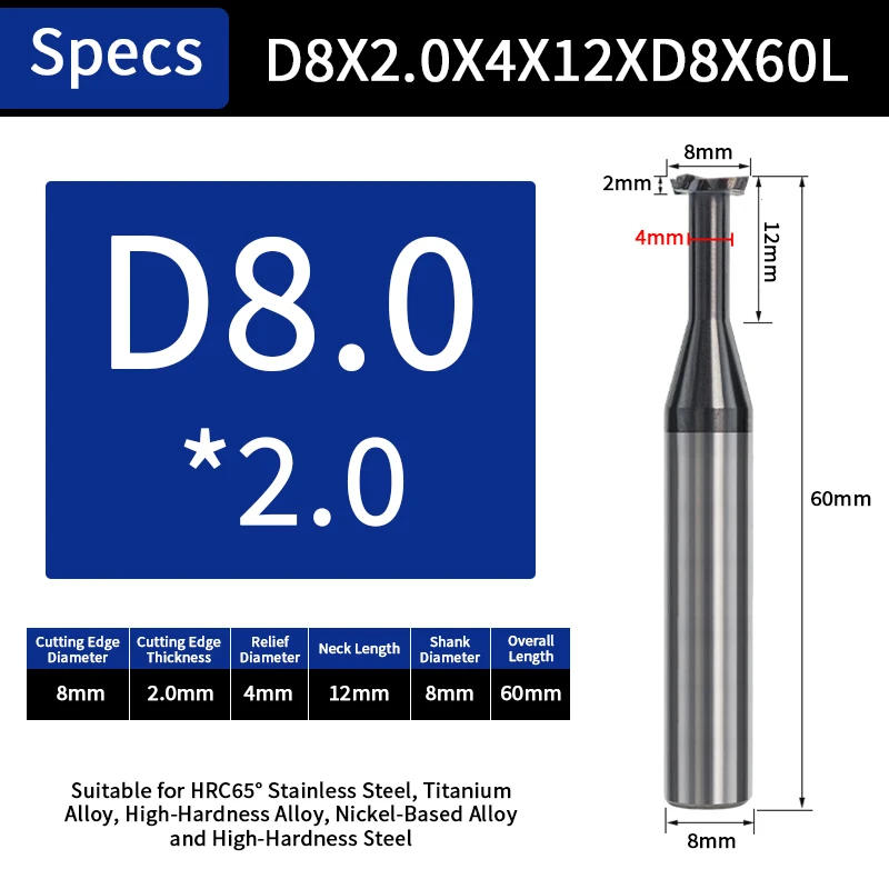 Фото Augusttools HRC70 Т-образная фреза Концевая фреза из вольфрамовой стали 4-флейтовая твердосплавная концевая фреза Т-образного типа для режущих инструментов с ЧПУ по металлу №3