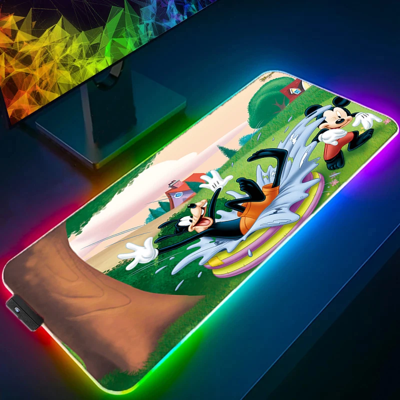 

Goofy Disney LED Light Desk Mat Computer Mouse pad 60x30 80x30 90x40cm RGB Backlight Keyboard Cover Keyboard xxl Gaming Mousepad