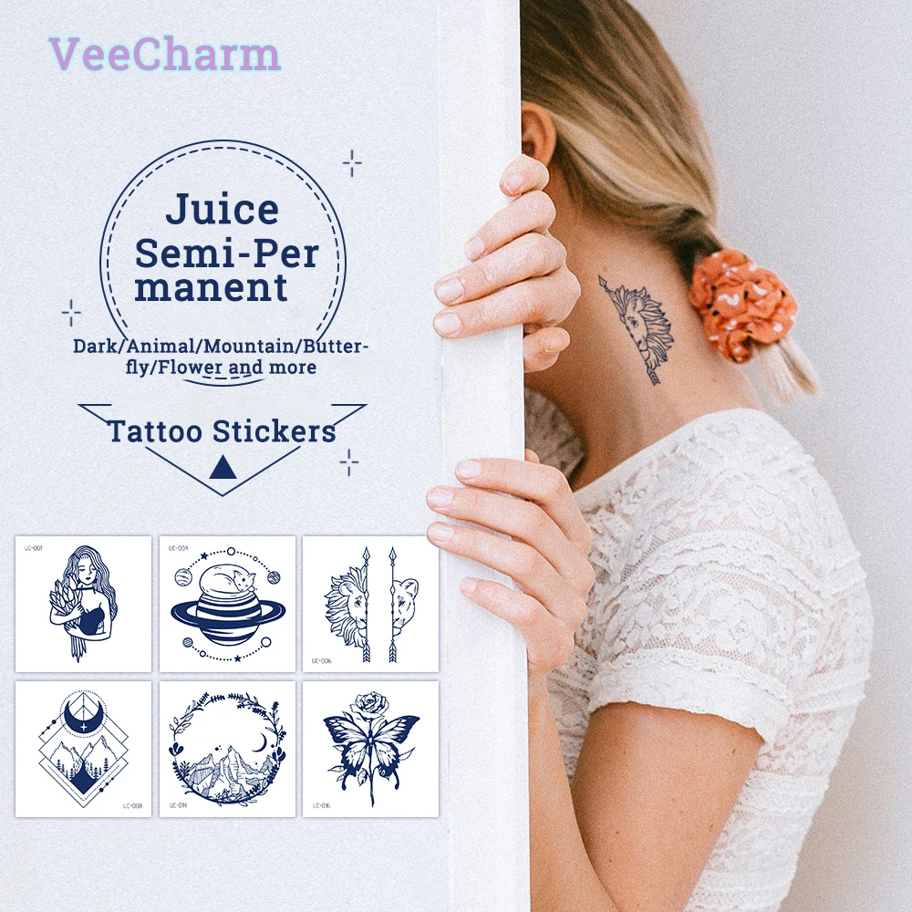 VeeCharm — полупостоянные татуировки Juice для женщин/девочек сексуальные поддельные