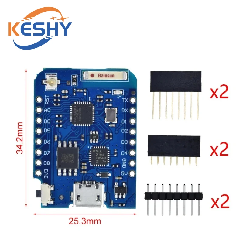 Фото WEMOS D1 Mini Pro 16M байт разъем для внешней антенны NodeMCU на базе ESP8266 CP2104 CH9102 WIFI макетная плата для Arduino №3