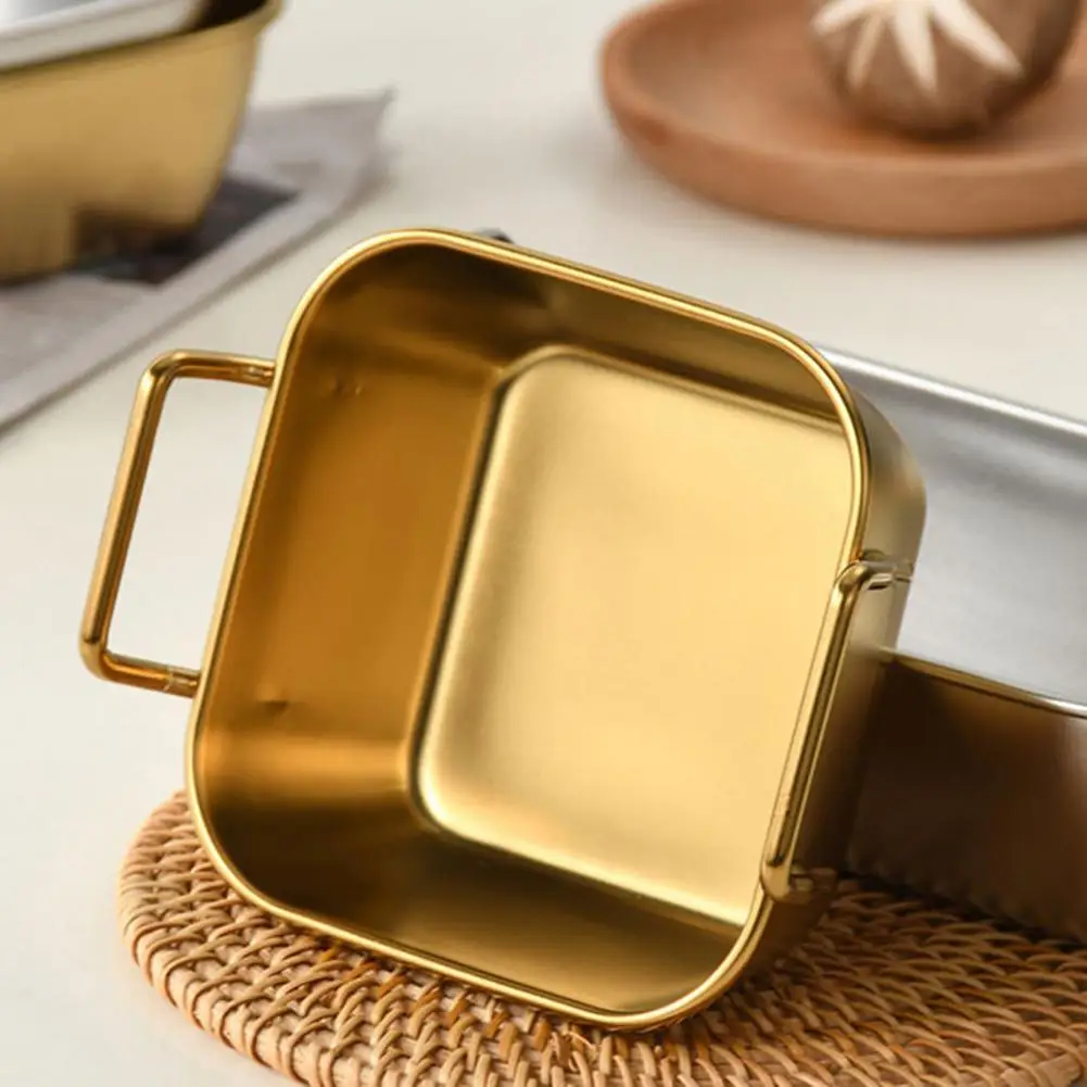 

Useful Snacks Dish Easy to Clean Rectangle Portable Storage Food Tray Dessert Plate Stainless Steel Snack Plate