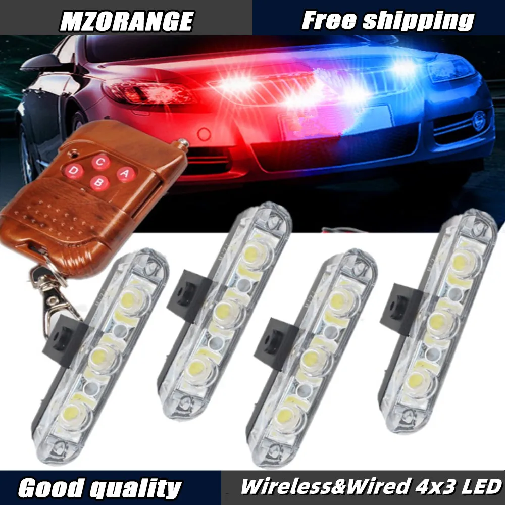 

4*3 светодиодный свет для полиции для автомобиля Беспроводная дистанционная скорая помощь 12V FSO стробоскопическая вспышка стробоскоп автомобильные аксессуары