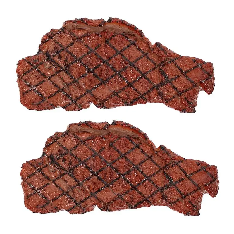 

2Pcs Artificial Fake Steak Lifelike Steak Kitchen Party Decoration Simulation Food Steak Beef Meat Model Simulation Food