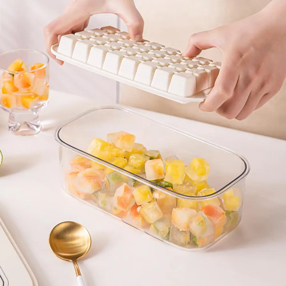 

Ice Tray Mold with Lid Home Supply Silicone Ice Box Sealed Convenient Cleaning Easy to Demould Odor-free Dust-proof DIY Silicone