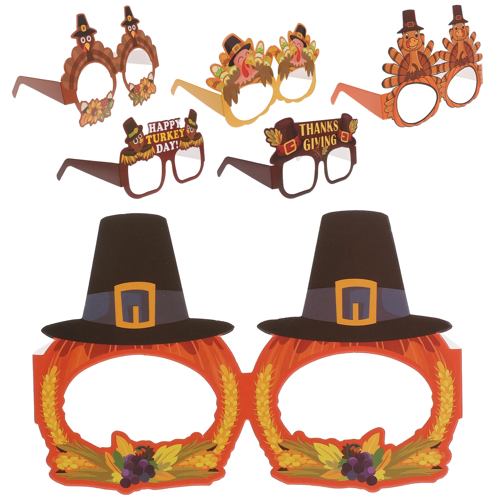 

6pcs Happy Thanksgiving Eyewear Thanksgiving Eyeglasses Thanksgiving Photo Booth Props
