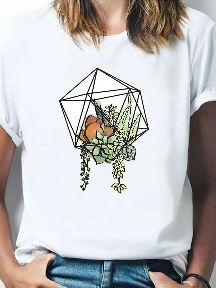 

Short Sleeve Tee Plant Cartoon Trend Cute 90s Women Clothes T Female Clothing Fashion Print Summer Casual Graphic T-shirts