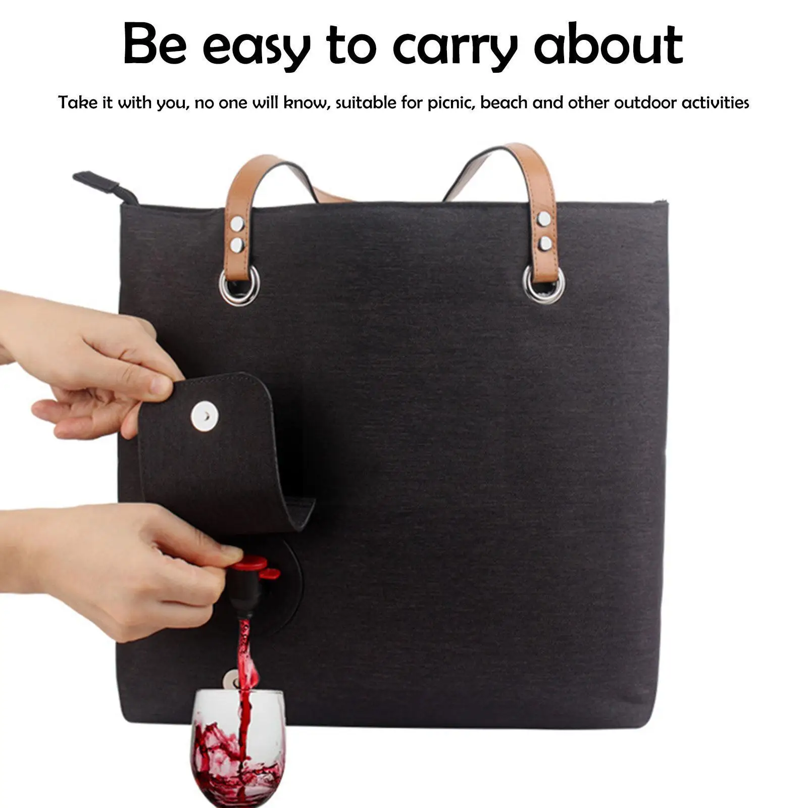 

Wine Canvas Bag With Hidden Insulated Compartment Fashionable Casual Beach Tote Handbag For Outdoor Beaches Q8X5