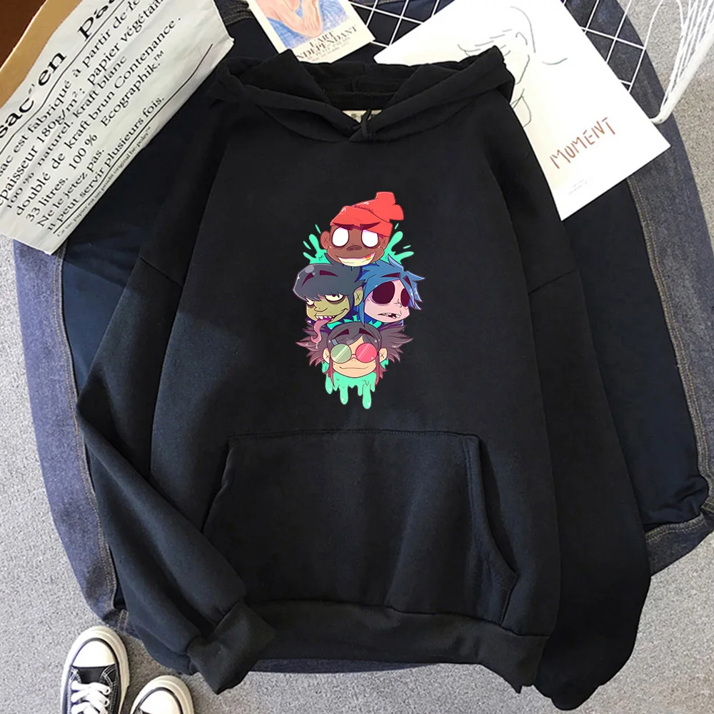 

Gorillaz Hoodies Women Leisure Oversize Pullovers Korean Style Warm Hip Hop Men Streetwear Sweatshirts Manga Winter Long Sleeve