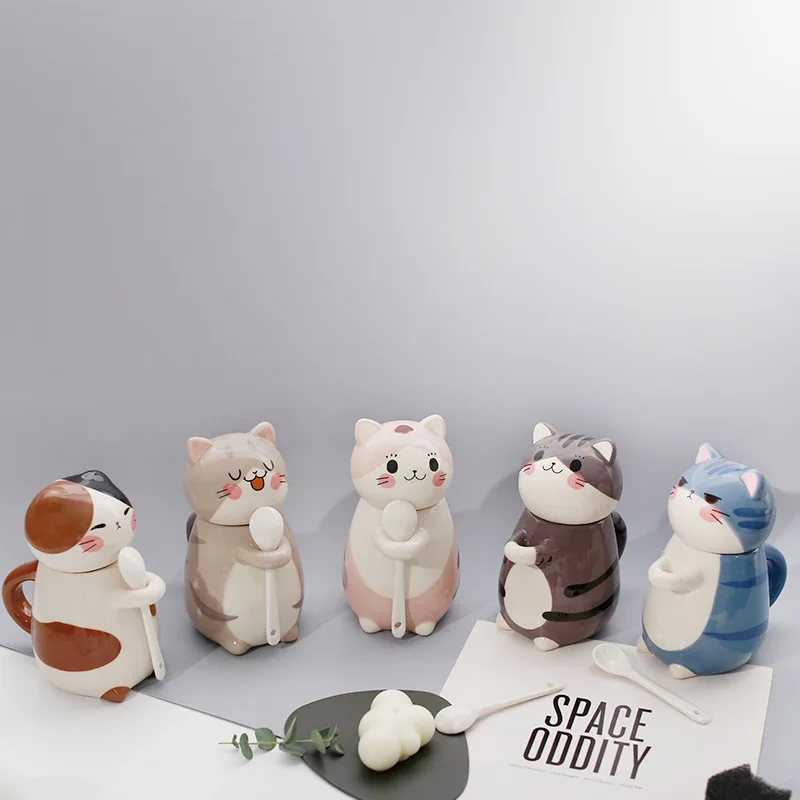 

Couple Mug Japanese Cartoon Cute Cat Ceramic Cup Breakfast Milk Coffee Mug Ins Mug With Lid