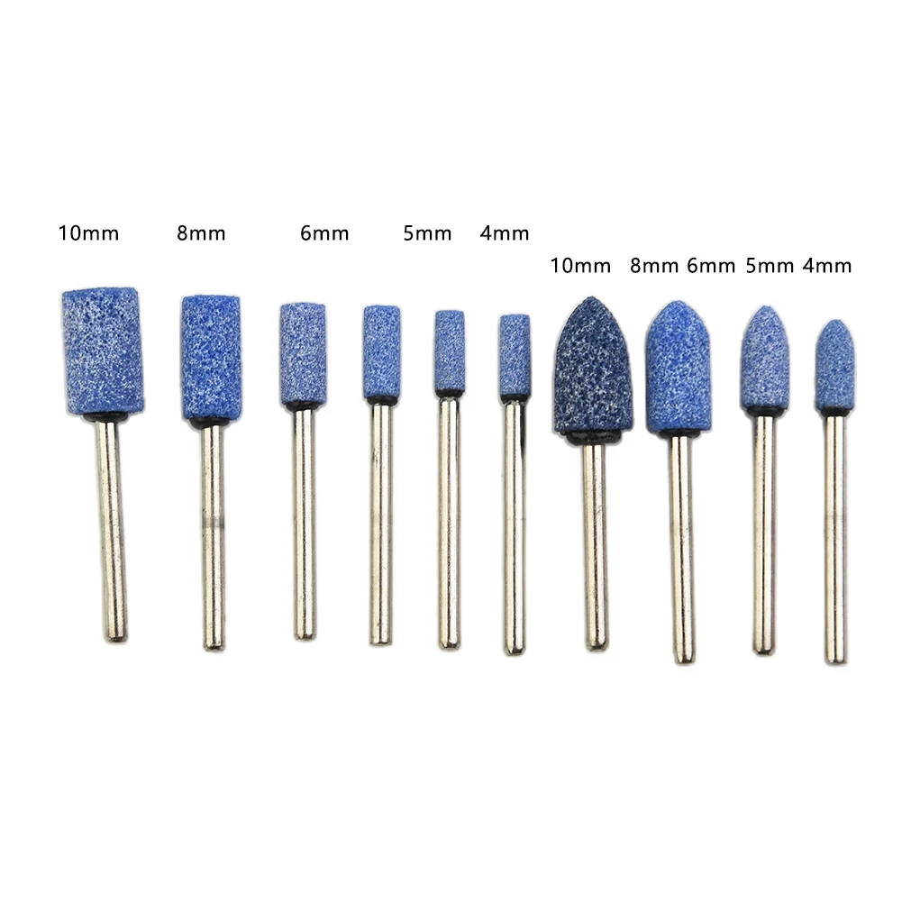 

1/8 Shank 10pcs Abrasive Mounted Stone Set Grinding Burr Wheel For 4000 3000 Dremel Rotary Tools 4mm/5mm/6mm/8mm/10mm