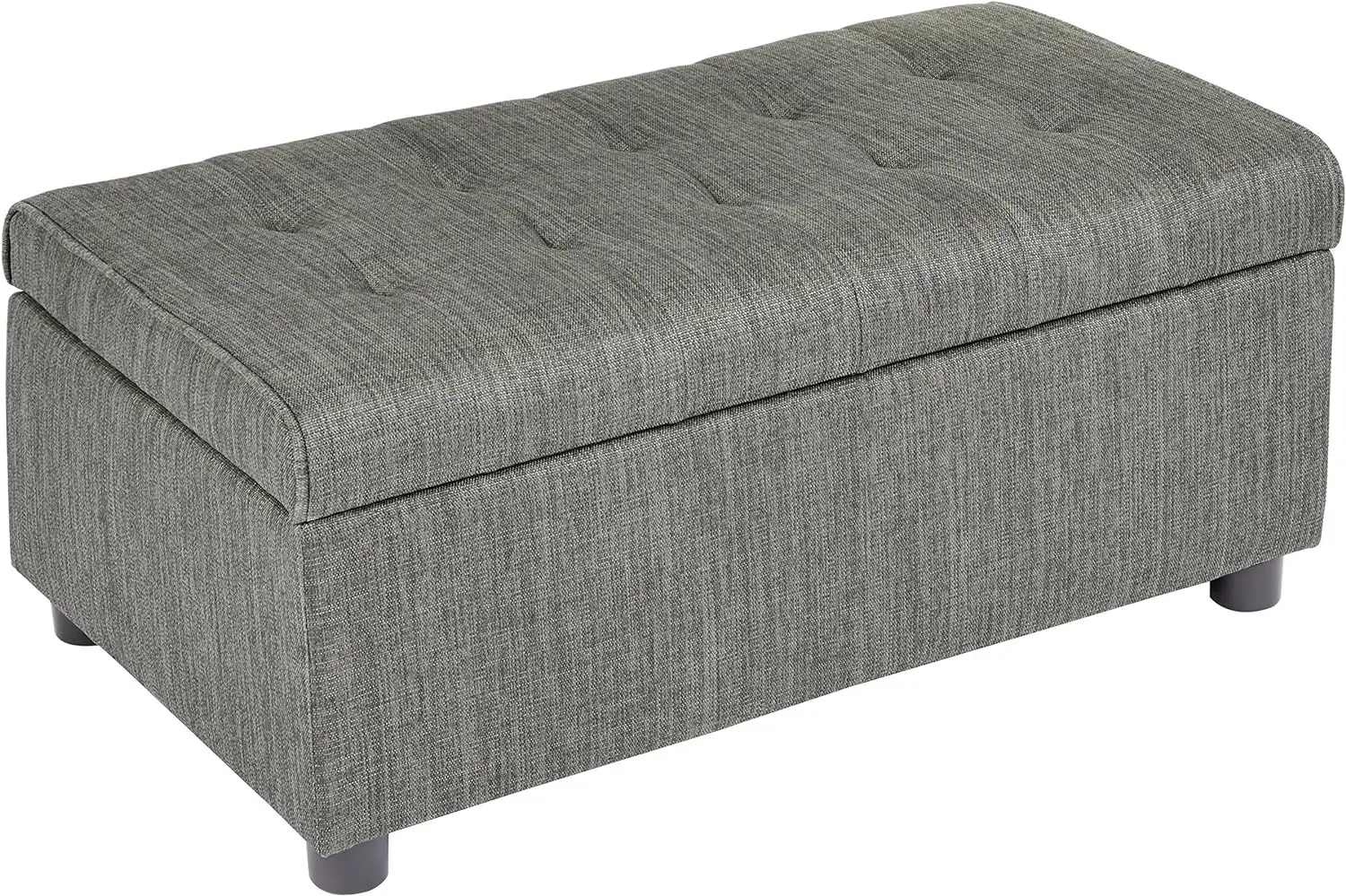 

Rectangular Fabric Storage Ottoman with Tufted Design - Shadow Gray