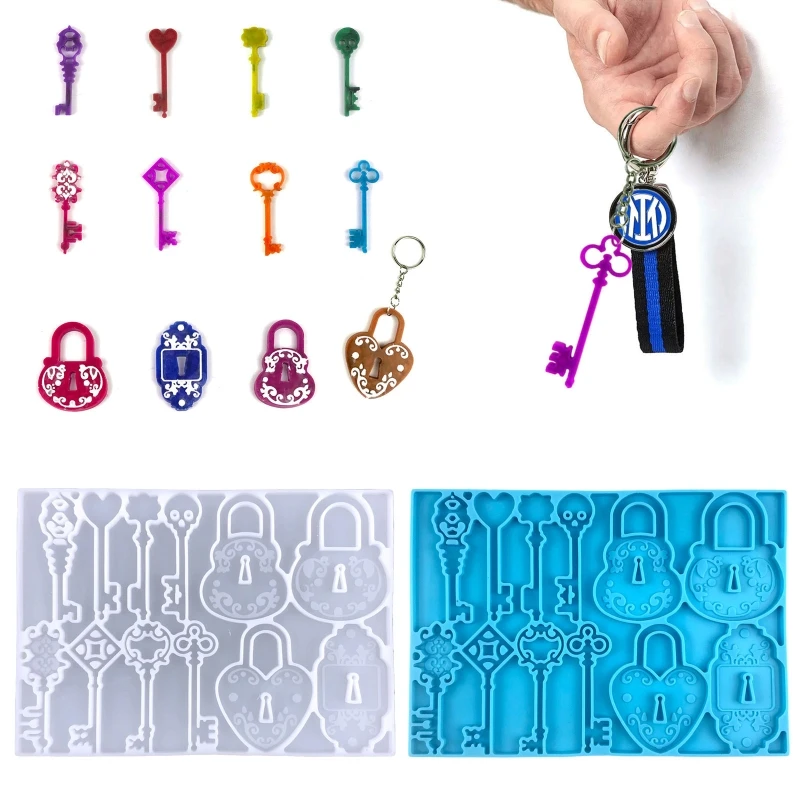 

DIY Key Love Lock Ornament Silicone Epoxy Mold DIY Keychain Pendant Jewelry Crafting Mould for Valentine Love Gift