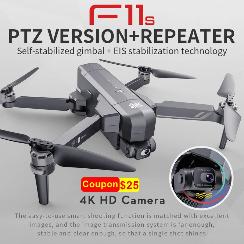 

SJRC F11S 4K PRO GPS Drone Camera 2-axis Gimbal Brushless Quadcopter FPV 5G 3km 26mins Flight RC Helicopter HD Camera Dron