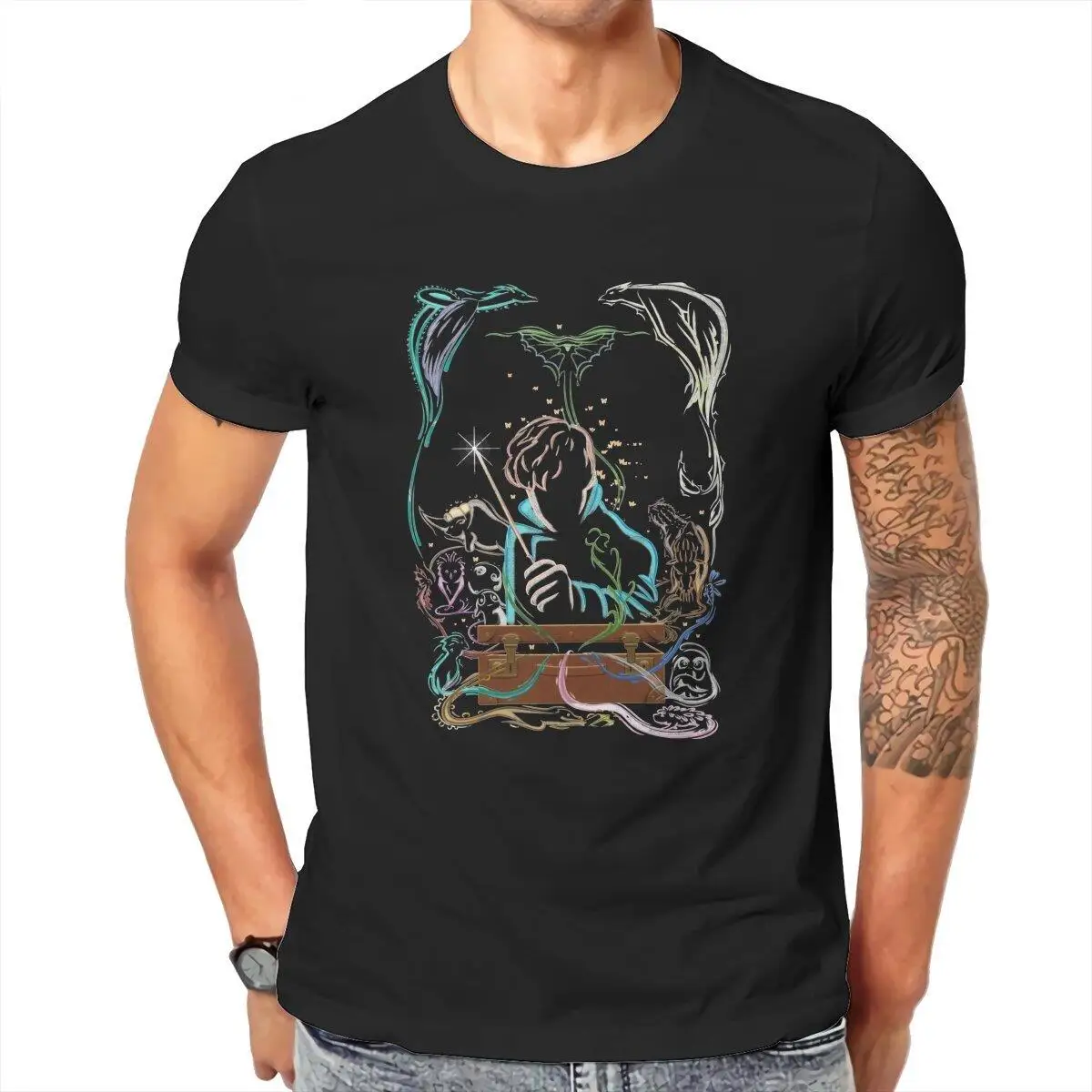 Men Magical Creatures  T Shirt  Cotton Clothes Novelty Short Sleeve Round Neck Tee Shirt Graphic T-Shirts