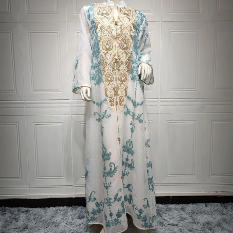 

Ramadan Eid White Kaftans Abaya Dubai Arabic Turkey Islam Pakistan Muslim Dress Abayas For Women Robe Arabe Musulmane Caftan