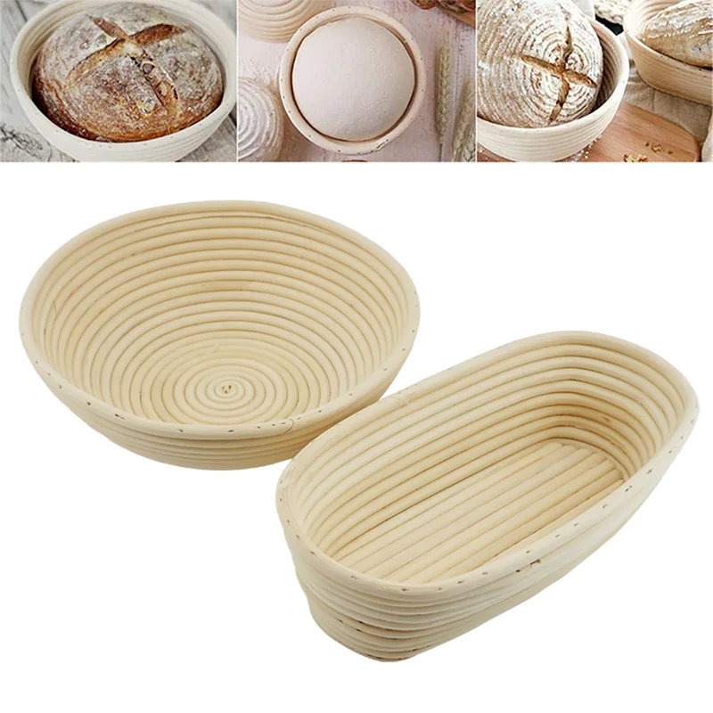 

Овальная/круглая корзина для брожения теста для хлеба, плетеная корзина из ротанга, корзины для переработки массы, кухонные инструменты из ...