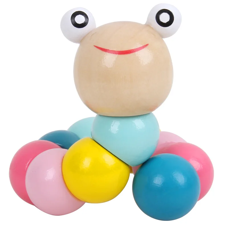 

Children's Toys Intelligence Development Infant Educational Toy Wooden Trumpet Worm Macaron Rainbow Set Tower Stacked Circle