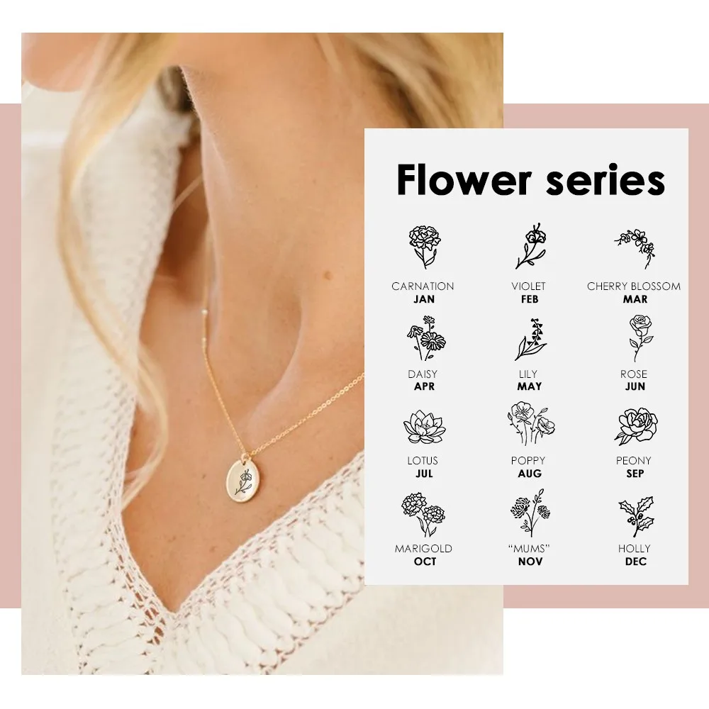 

SUNIBI Romantic Personalized Rose Flower Pendant Necklace women 316L Stainless Steel Necklace Dainty Necklace Floral Jewelry