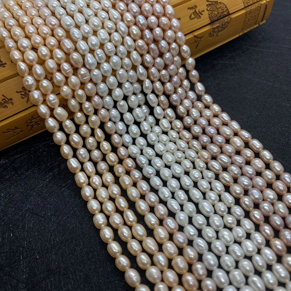

AA Grade Natural Freshwater Pearl 4.2mm Rice-shaped Beads Fashionable Necklaces Earrings and Accessories for DIY Jewelry Making