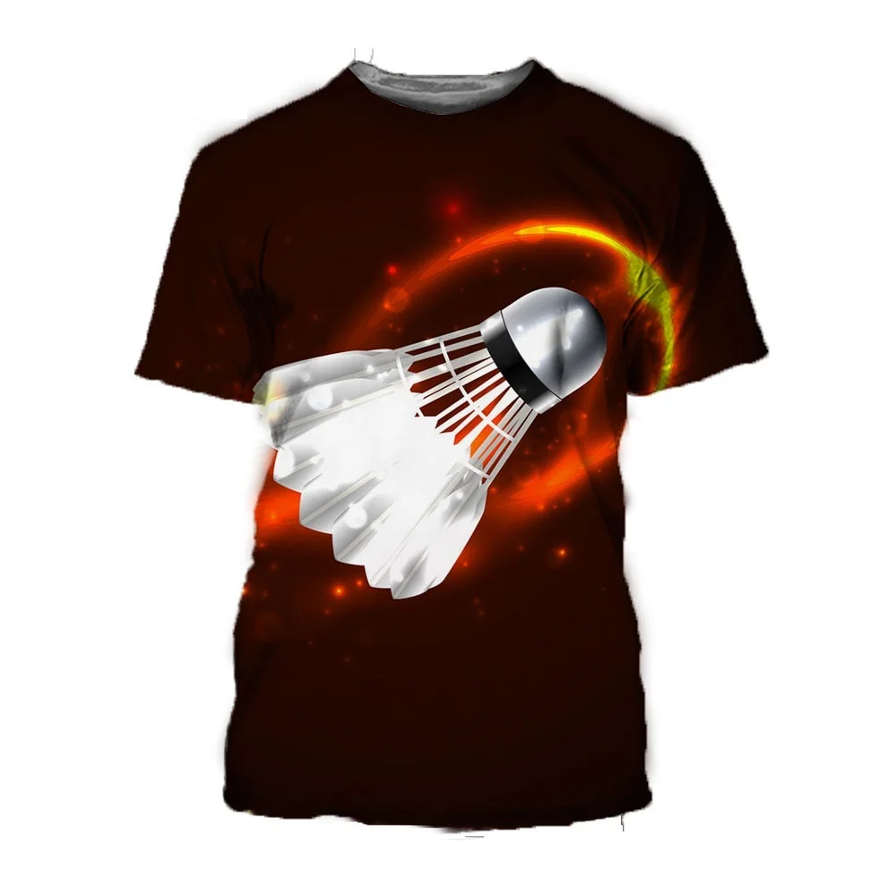 

Men's and Women's Quick-drying Sports T-shirt Badminton Print O Neck Oversized Short Sleeves Breathable and Dry in Summer Tees